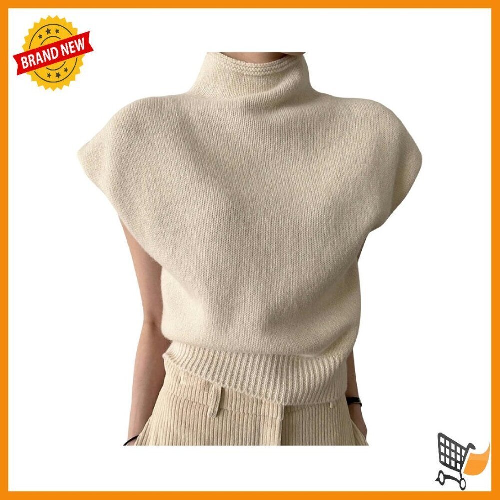 Women's Turtleneck Sweater Vest Mock Neck Knit Pullover